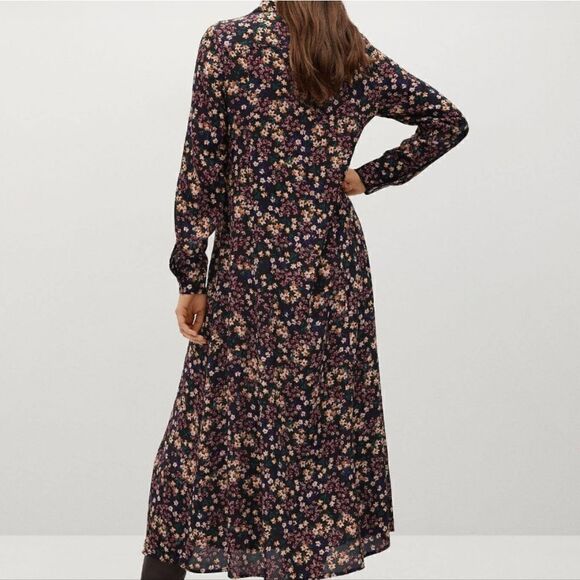 2403 NWT MANGO MIDI SHIRT DRESS IN FLORAL-MULTI SIZE MEDIUM - Picture 2 of 8